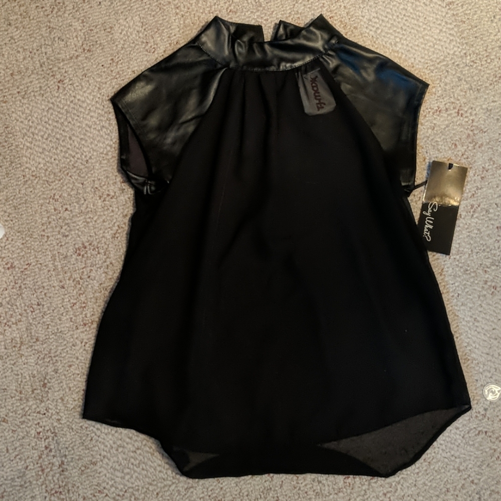 Sheer mock neck top